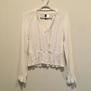 H&M white crinkly, boho blouse